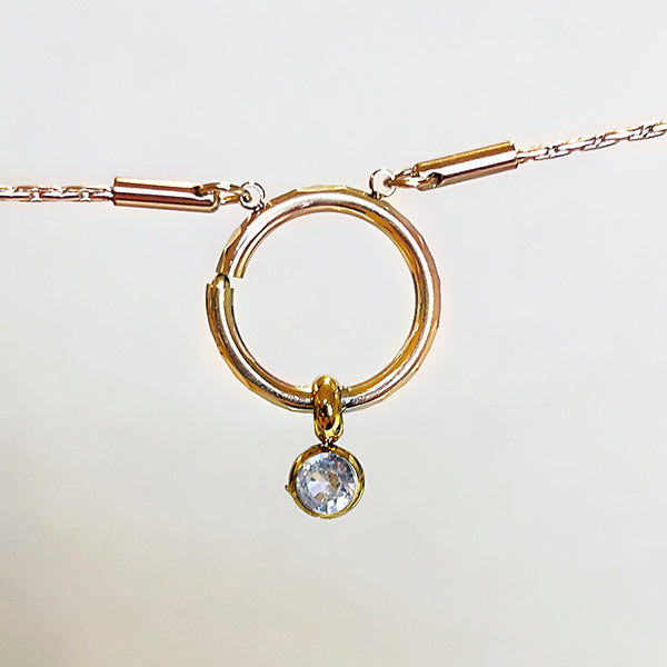 Charms Weisser Zirkon Gold mit Kette Damen Leselles Damen Leselles