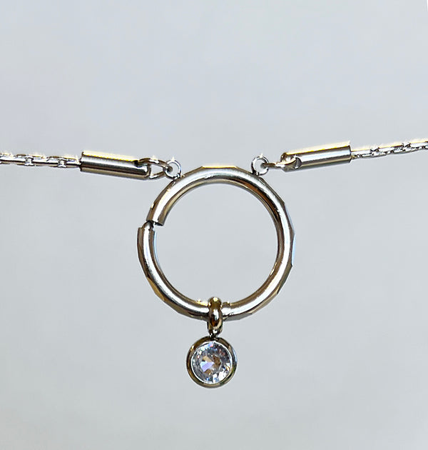 Charms Weisser Zirkon silber mit Kette Damen Leselles Damen Leselles