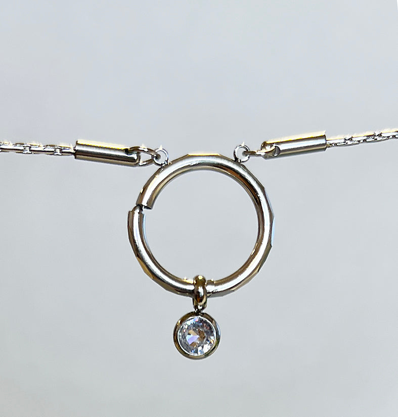 Charms Weisser Zirkon silber mit Kette Damen Leselles Damen Leselles