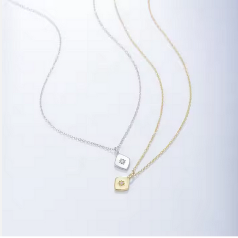Diamant-Stern-Halskette gold und silber damen leselles