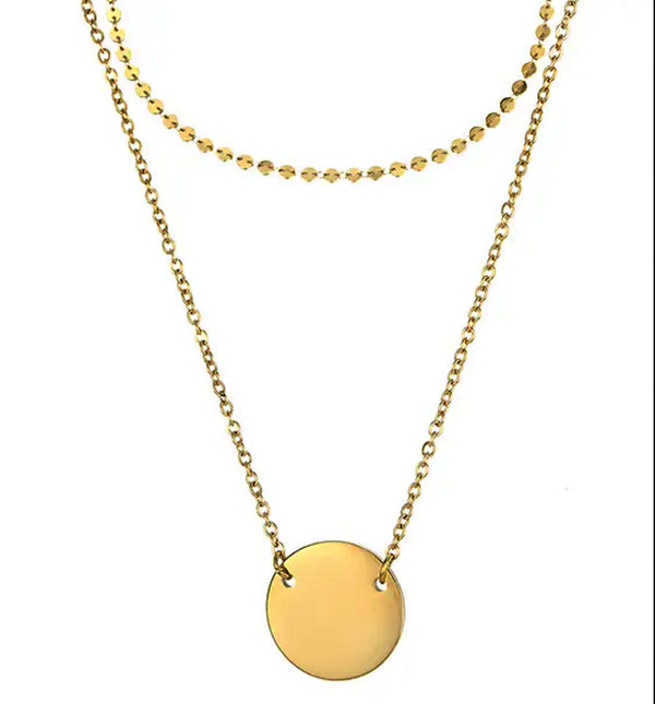 Doppellagiges Halsketten-Set gold damen leselles