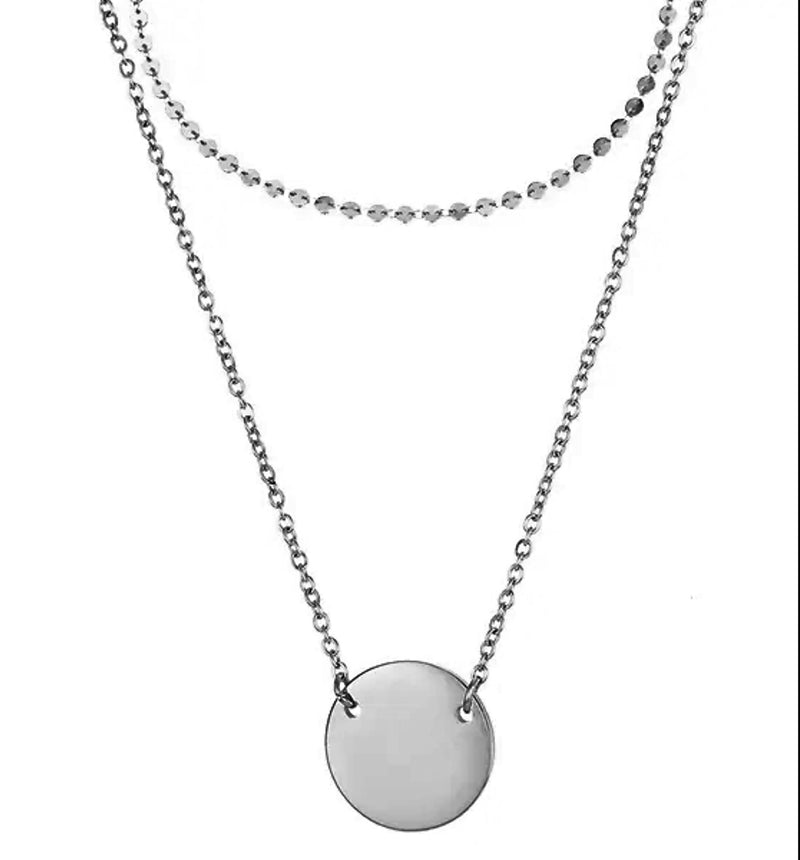 Doppellagiges Halsketten-Set silber damen leselles