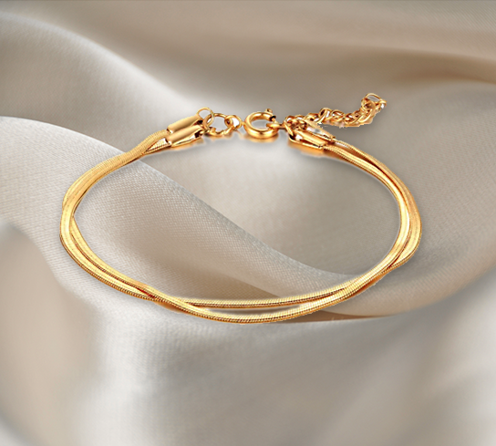 Doppellagiges Schlangenarmband gold damen leselles