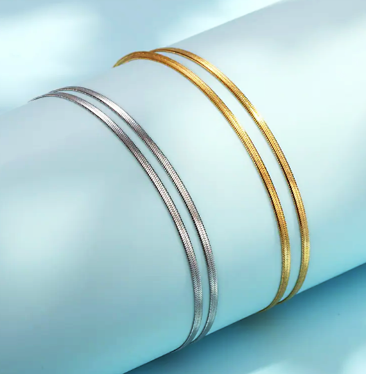 Doppellagiges Schlangenarmband silber und gold leselles damen