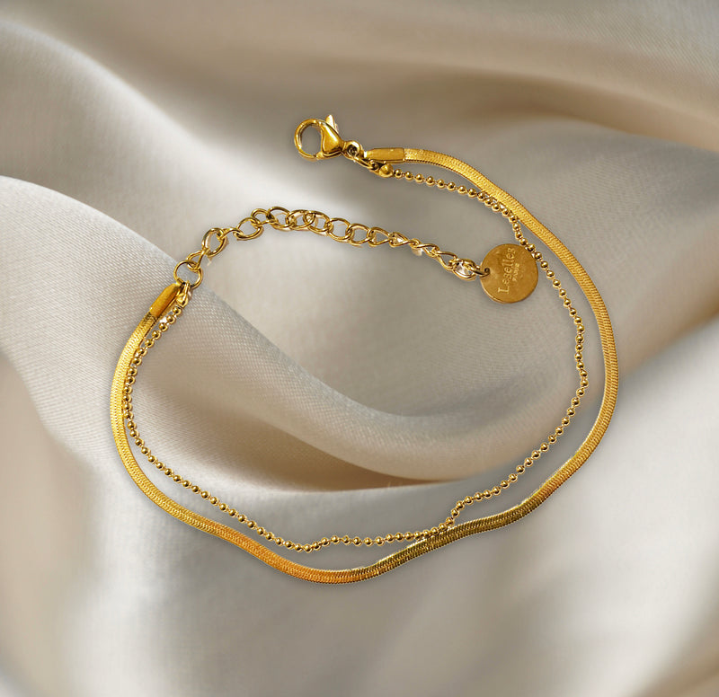 Doppeltes feines Armband gold leselles damen