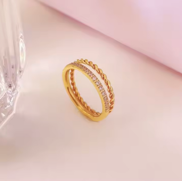 Double Twist Diamond Ring-Gold