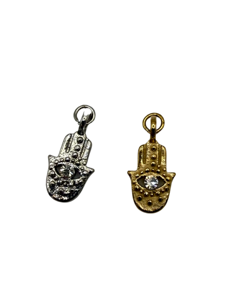 Hand Zirkonia Anhaenger Gold und Silber