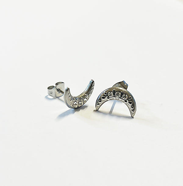Edelstahl-Mondohrringe silber damen leselles
