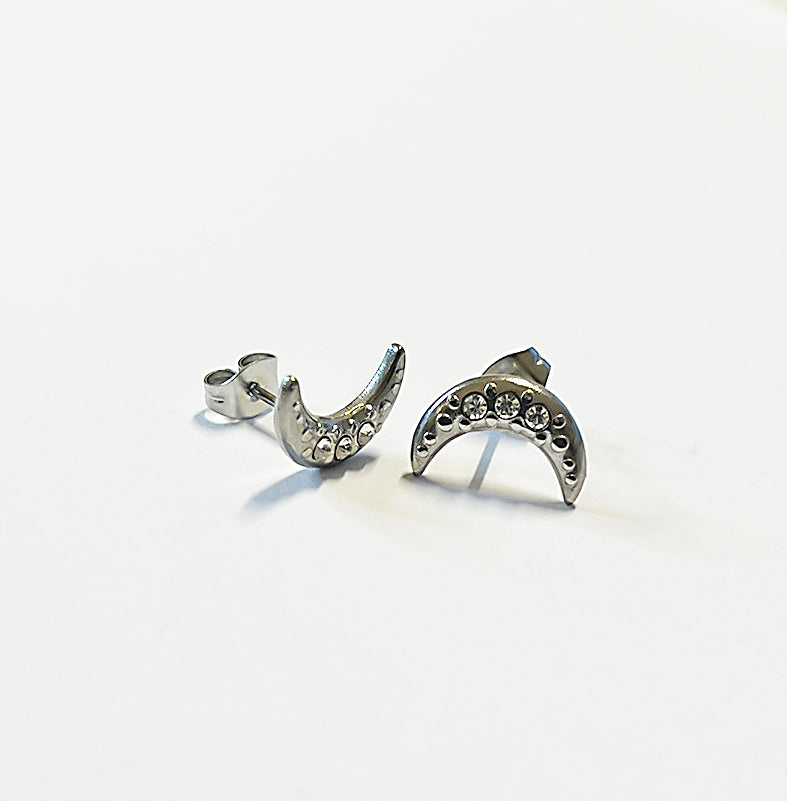 Edelstahl-Mondohrringe silber damen leselles