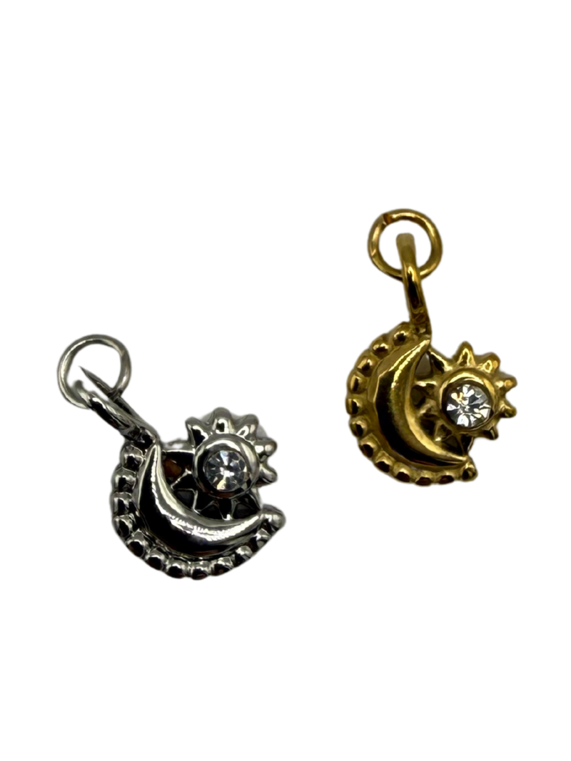 Moon Zirkonia Anhaenger silber und gold damen leselles