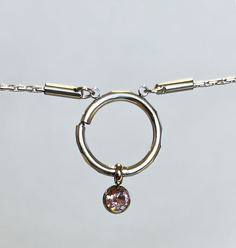 Rose Zircon Charms mit kette silber damen leselles