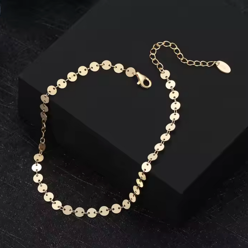 Verstellbares Fußkettchen im Disc-Look gold damen leselles produktfoto