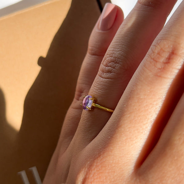 Amethyst-Ring nah gold damen leselles