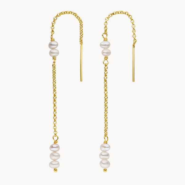 Milkyway Perleneinfädler Ohrring gold damen leselles nah