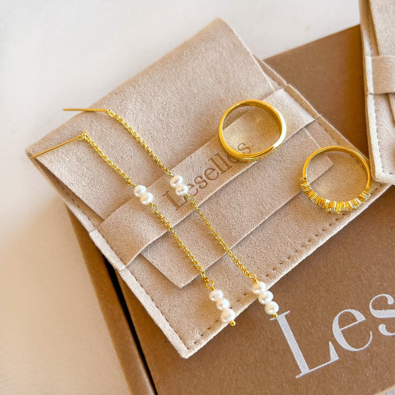 Milkyway Perleneinfädler Ohrring gold damen leselles verpackung