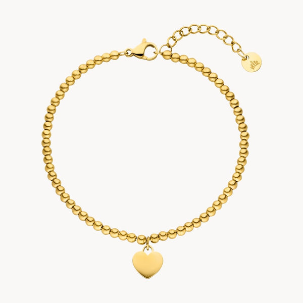Perlenarmband mit Herzanhänger gold damen leselles
