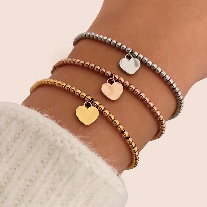 Perlenarmband mit Herzanhänger gold damen leselles verschiedene varianten